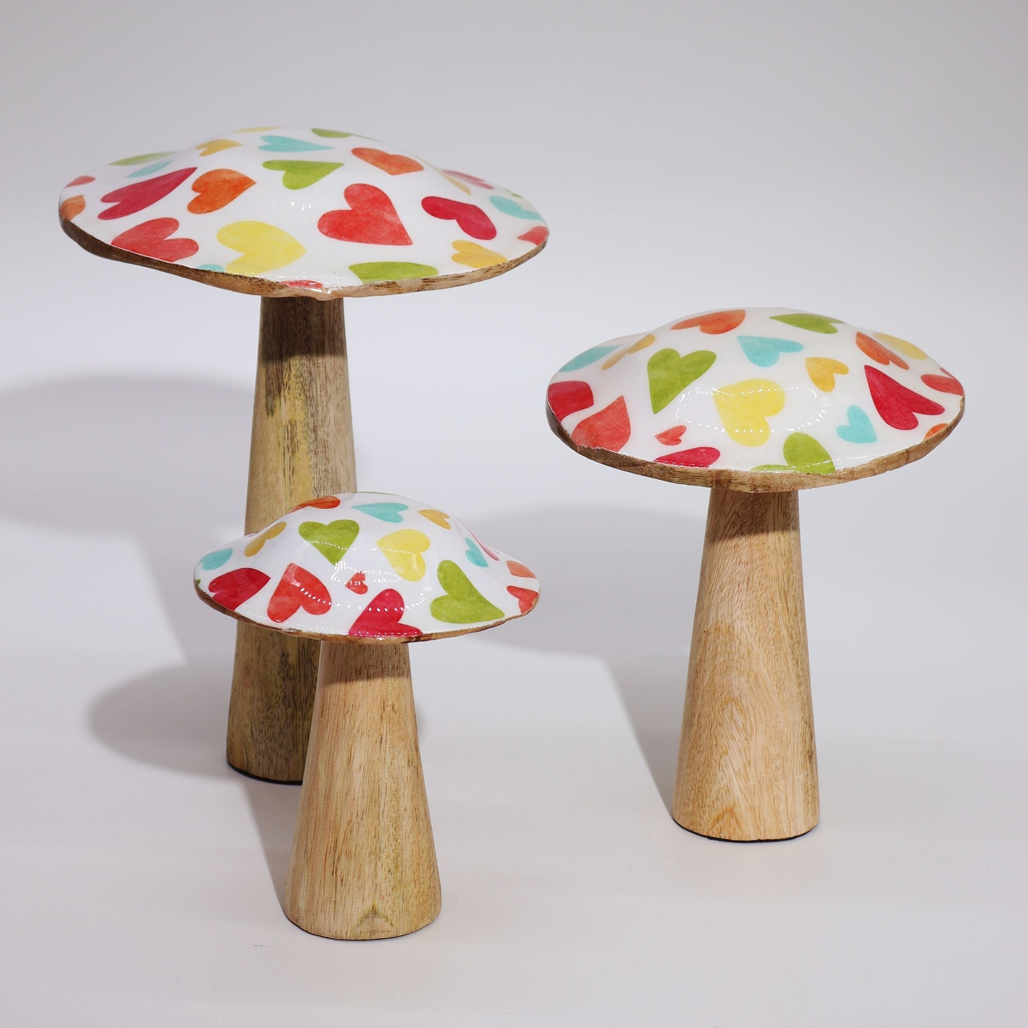 Wooden Enamelled Mushroom Decorations