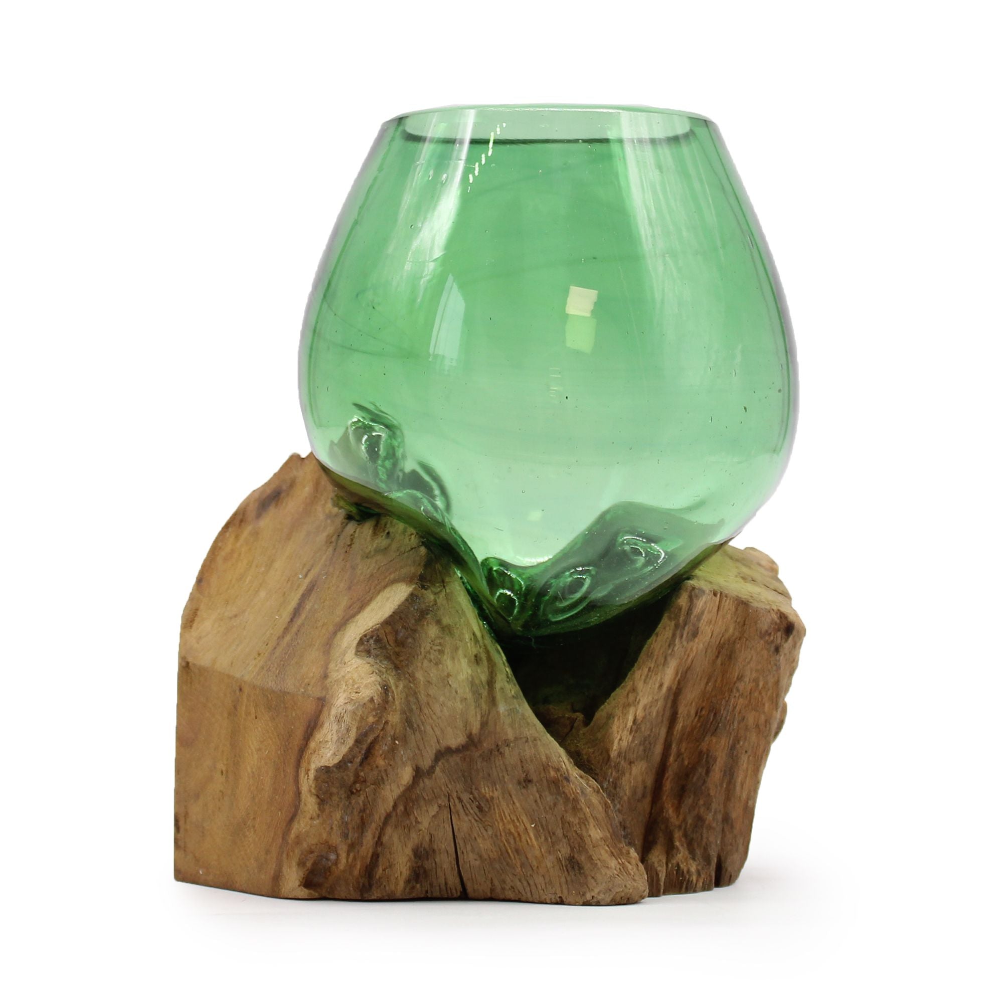 Molten Recycled Beer Bottles Glass on Wood