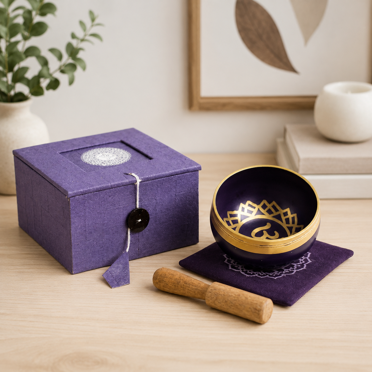 Crown Chakra Singing Bowl for Meditation - Authentic Indian Brass Sound Therapy Bowl (8x8x5 cm)