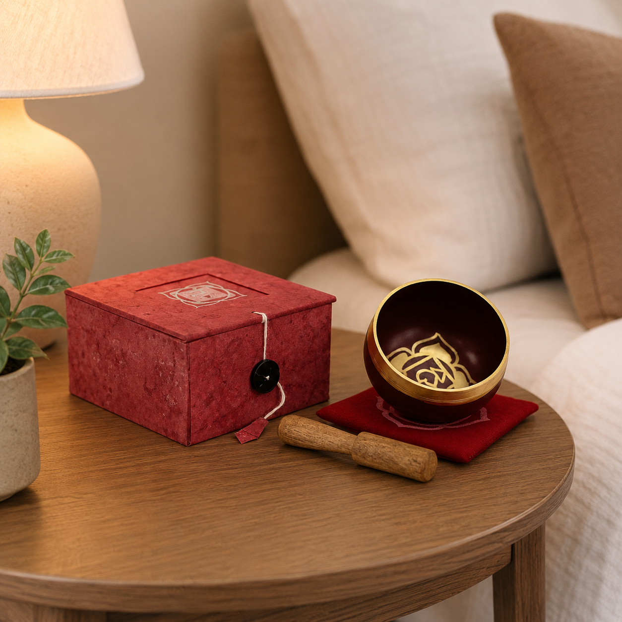 Root Chakra Singing Bowl for Meditation - Authentic Indian Brass Sound Therapy Bowl (8x8x5 cm)