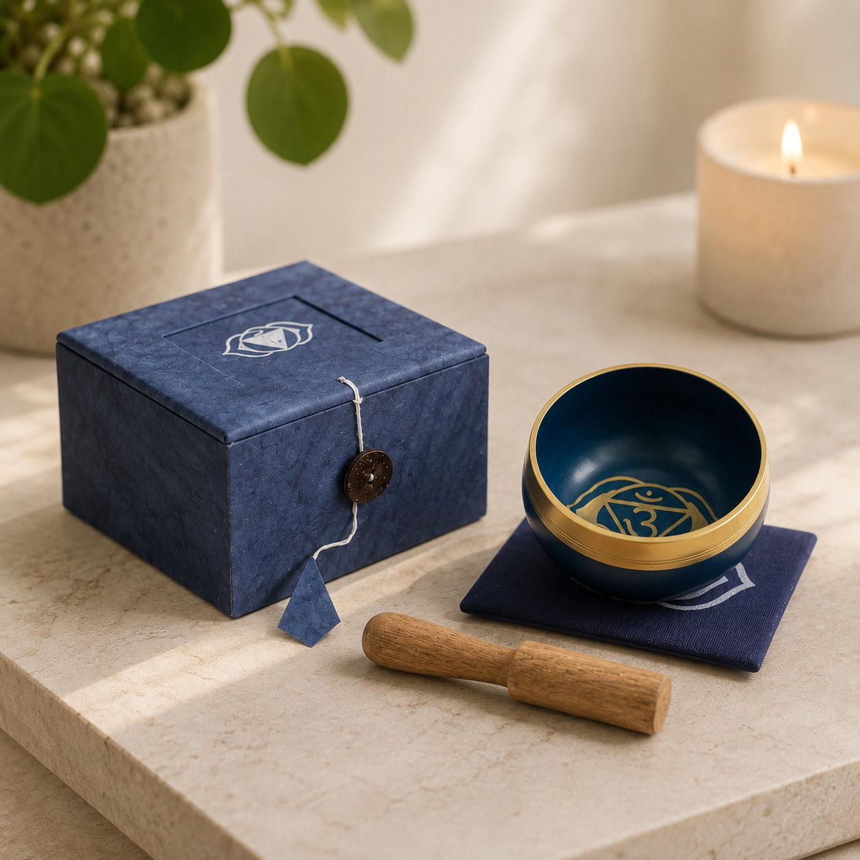 Third Eye Chakra Singing Bowl for Meditation - Authentic Indian Brass Sound Therapy Bowl (8x8x5 cm)