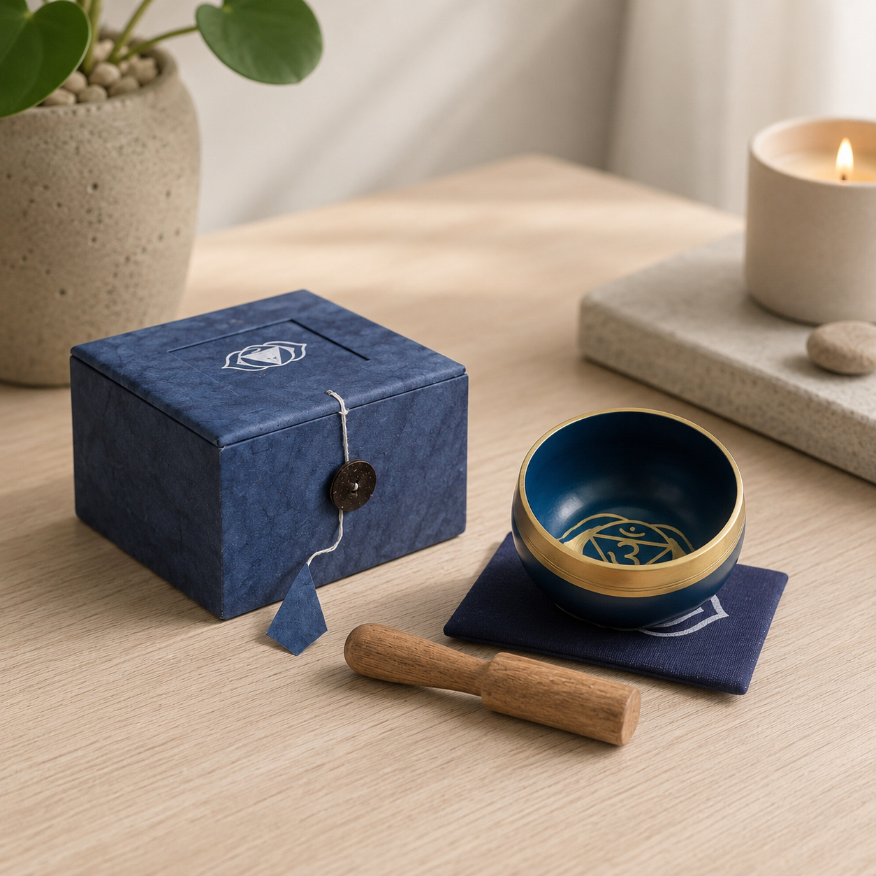 Third Eye Chakra Singing Bowl for Meditation - Authentic Indian Brass Sound Therapy Bowl (8x8x5 cm)