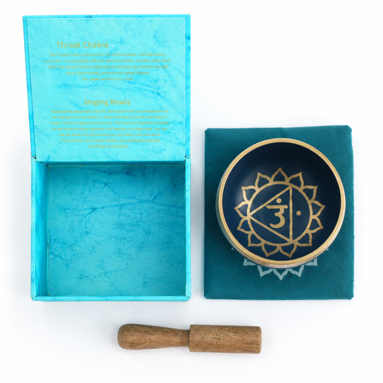 Throat Chakra Singing Bowl for Meditation - Authentic Indian Brass Sound Therapy Bowl (8x8x5 cm)