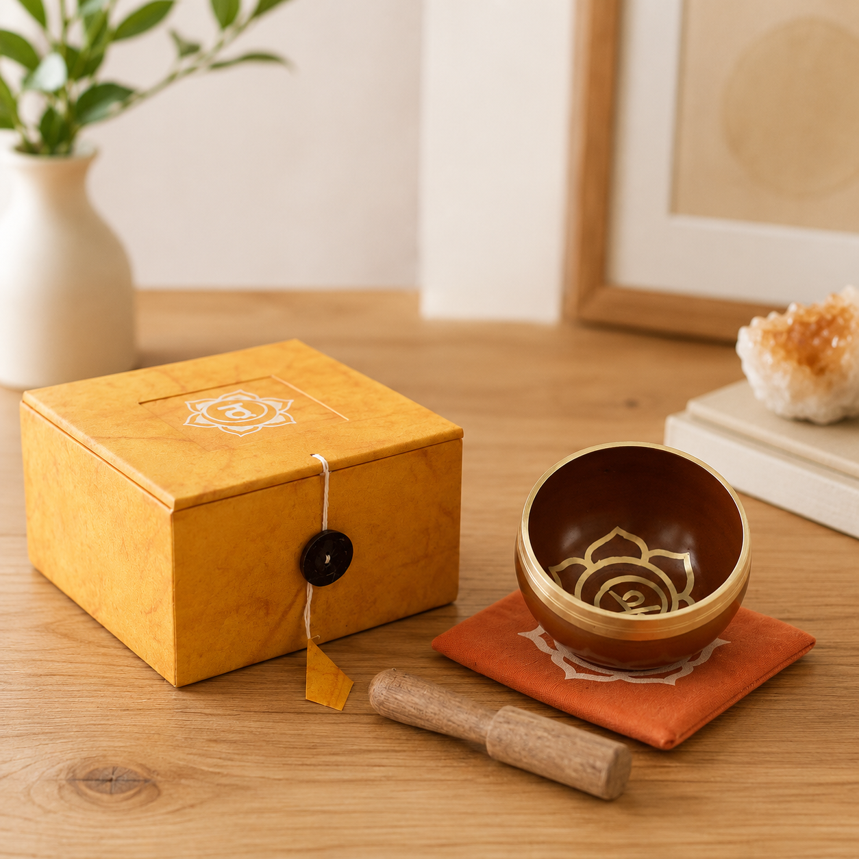 Navel Chakra Singing Bowl for Meditation - Authentic Indian Brass Sound Therapy Bowl (8x8x5 cm)