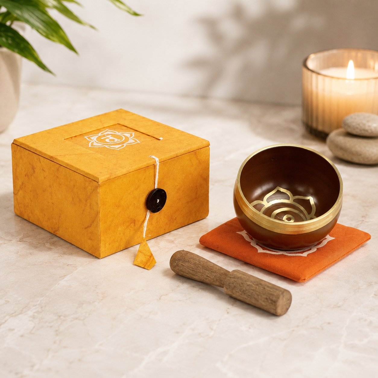 Navel Chakra Singing Bowl for Meditation - Authentic Indian Brass Sound Therapy Bowl (8x8x5 cm)