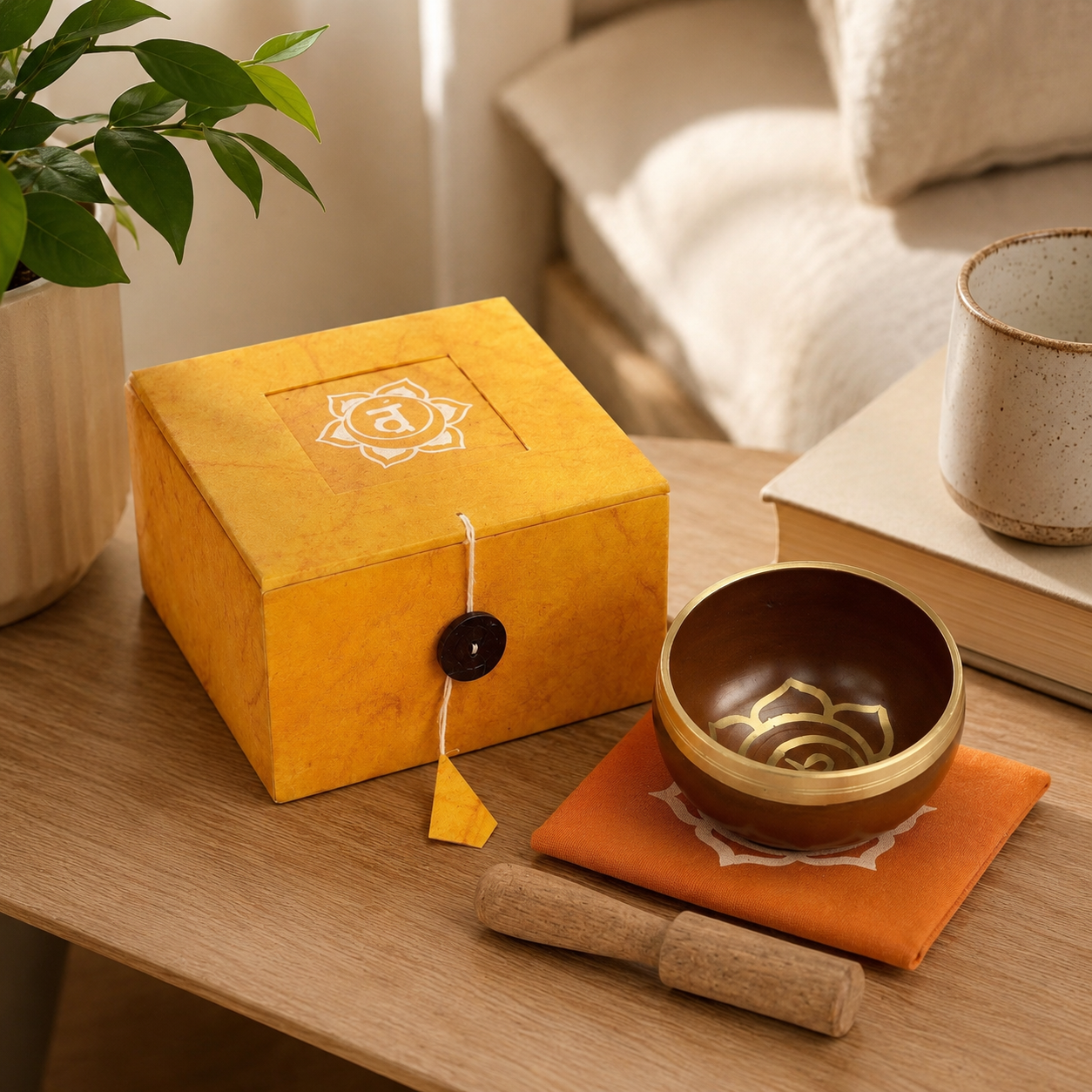 Navel Chakra Singing Bowl for Meditation - Authentic Indian Brass Sound Therapy Bowl (8x8x5 cm)