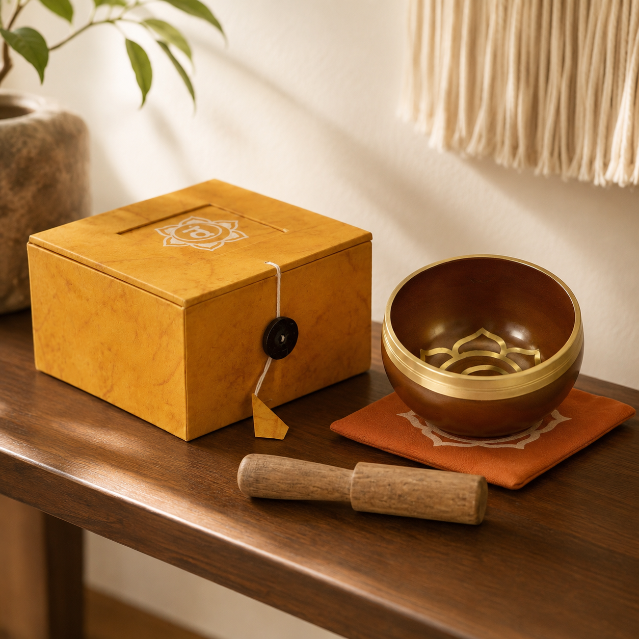 Navel Chakra Singing Bowl for Meditation - Authentic Indian Brass Sound Therapy Bowl (8x8x5 cm)