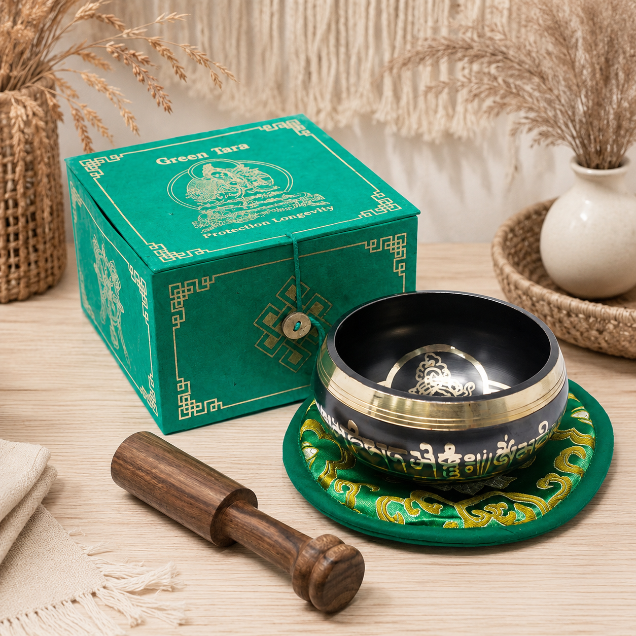 Green Tara Singing Bowl Set 10cm (min 380gm)
