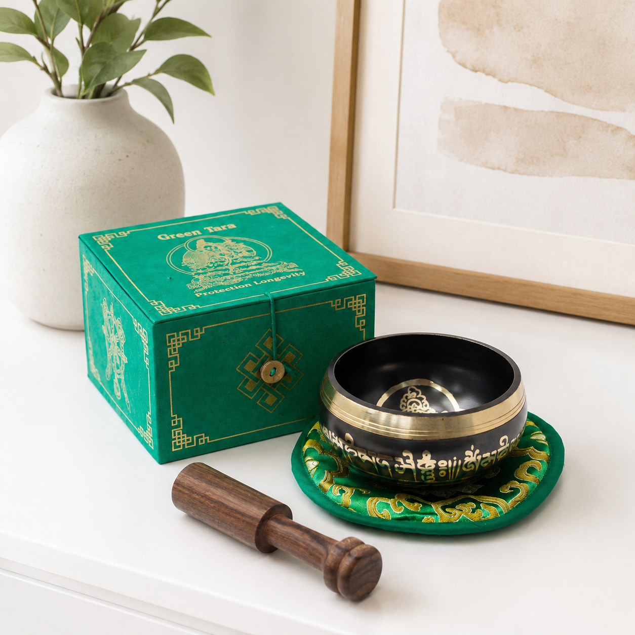 Green Tara Singing Bowl Set 10cm (min 380gm)