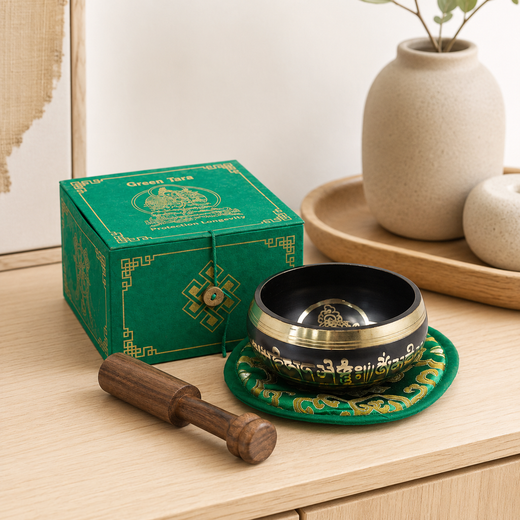 Green Tara Singing Bowl Set 10cm (min 380gm)