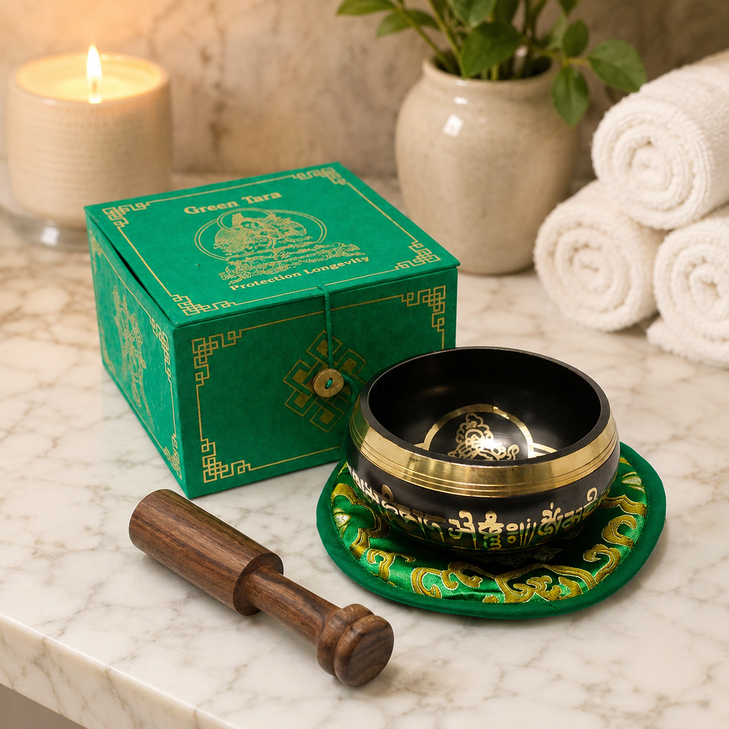 Green Tara Singing Bowl Set 10cm (min 380gm)