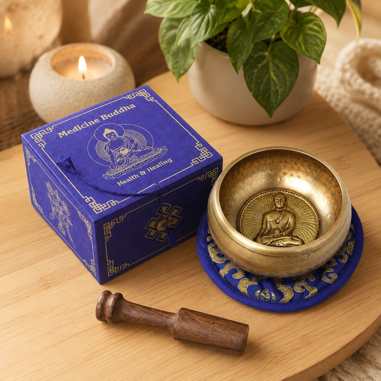 Medicine Buddha Singing Bowl Set 10cm (min 500gm)