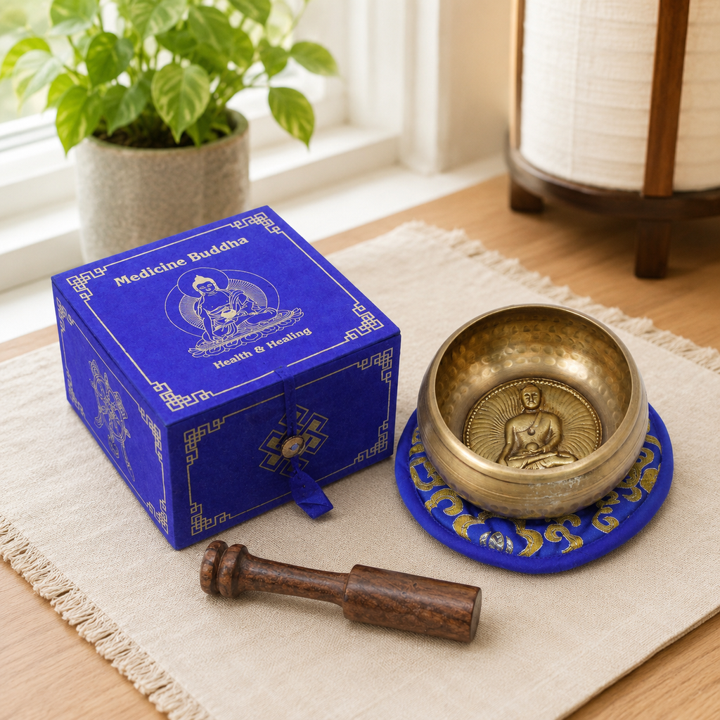 Medicine Buddha Singing Bowl Set 10cm (min 500gm)