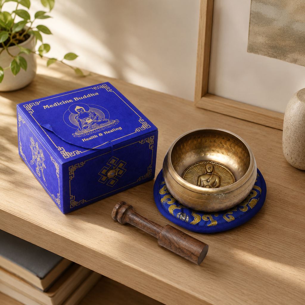 Medicine Buddha Singing Bowl Set 10cm (min 500gm)