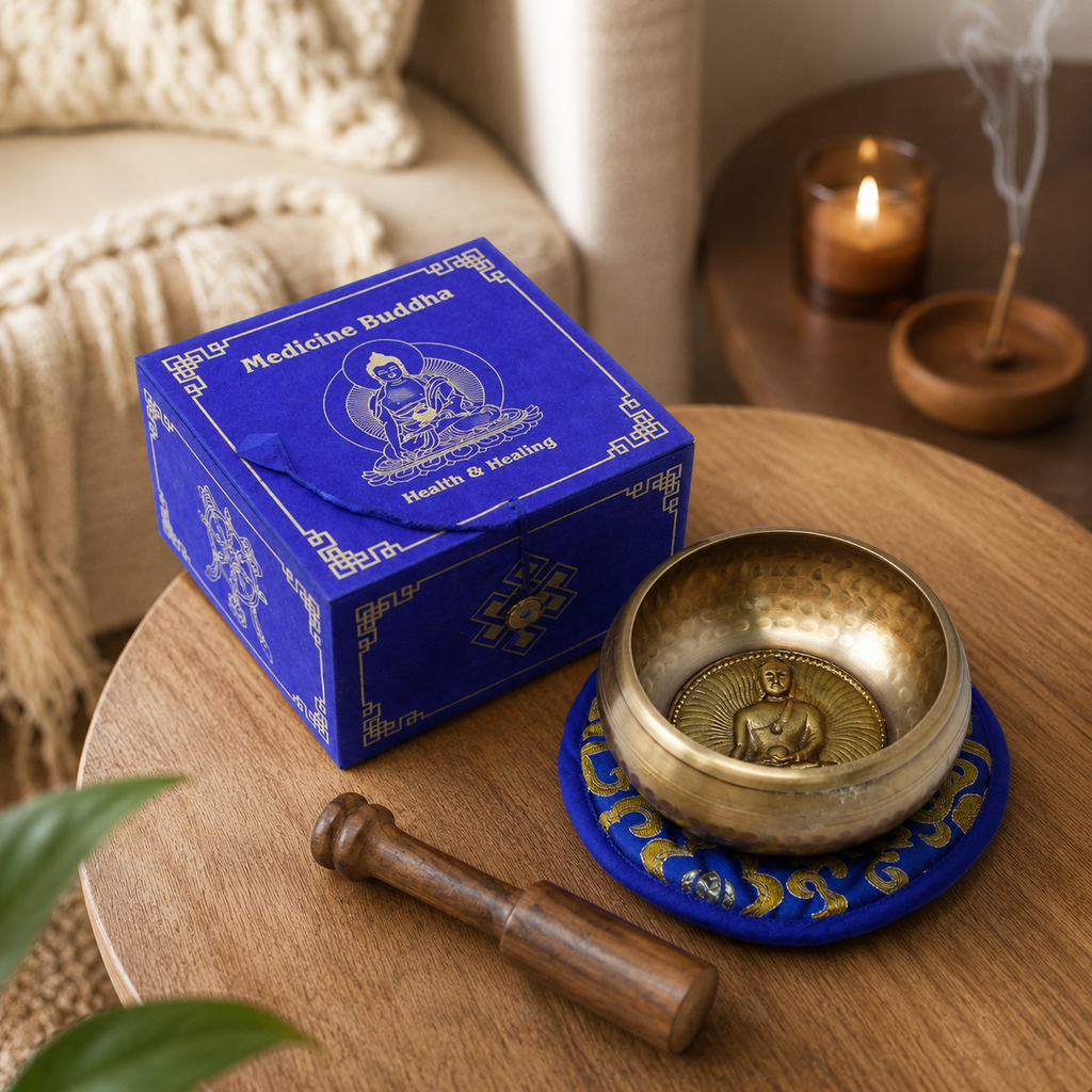 Medicine Buddha Singing Bowl Set 10cm (min 500gm)