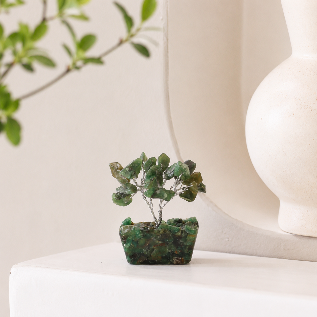 Mini Gemstone Tree On Orgonite Base - Green Aventurine (15 stones)