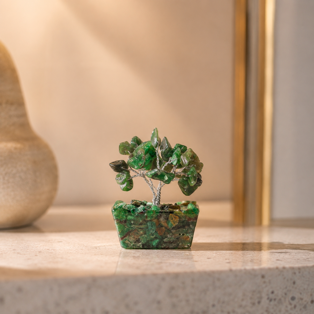 Mini Gemstone Tree On Orgonite Base - Green Aventurine (15 stones)