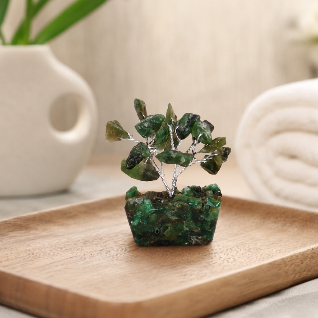 Mini Gemstone Tree On Orgonite Base - Green Aventurine (15 stones)