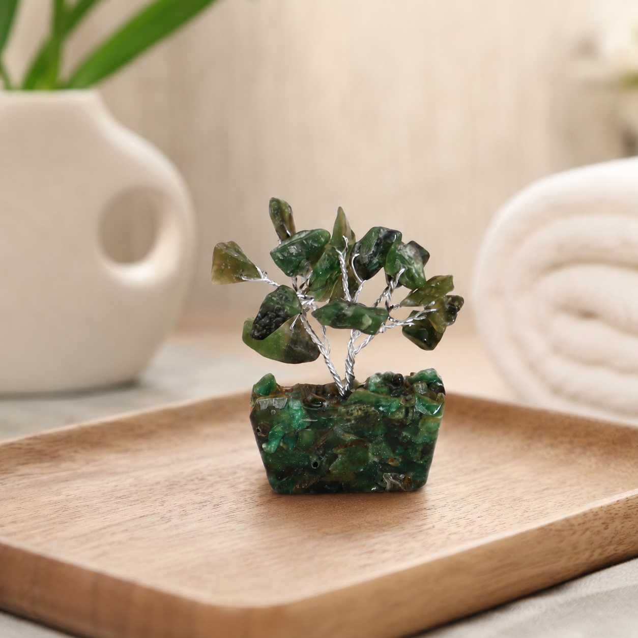 Mini Gemstone Tree On Orgonite Base - Green Aventurine (15 stones)