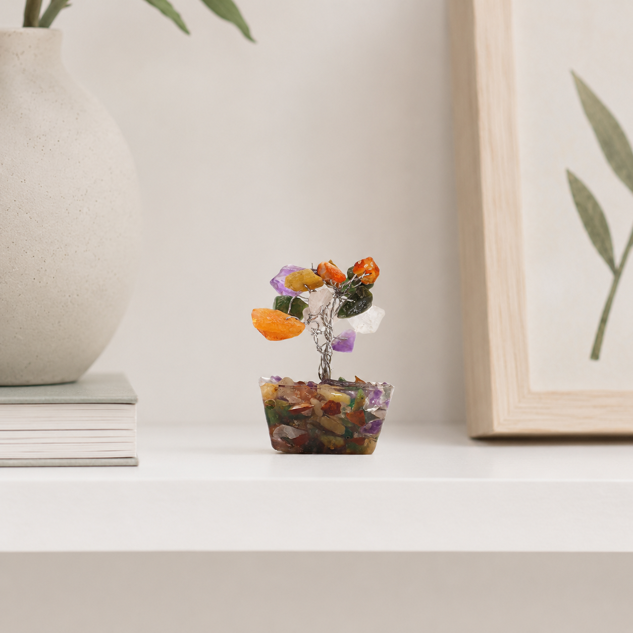 Mini Gemstone Tree on Orgonite Base - Multi Stones (15 stones)
