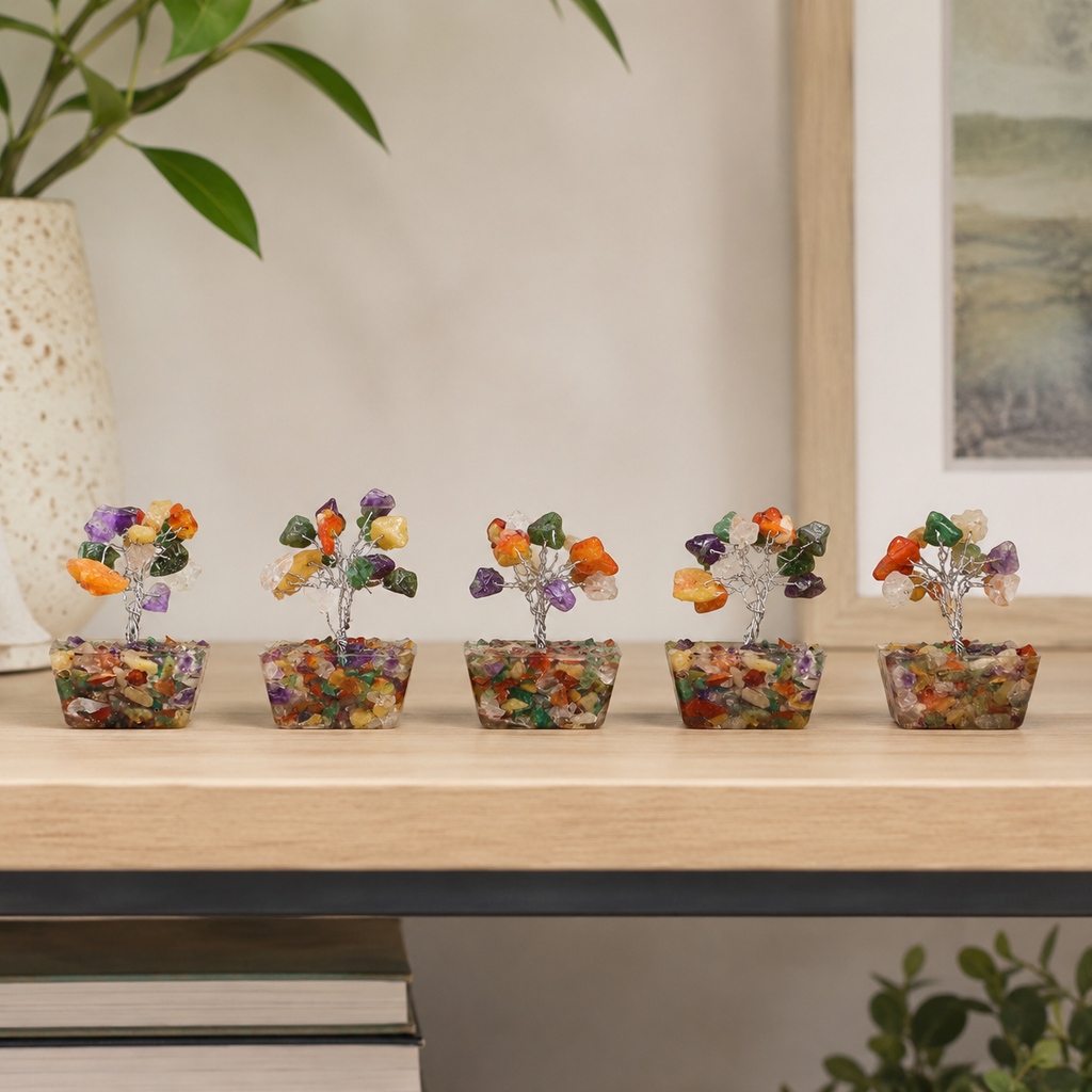 Mini Gemstone Tree on Orgonite Base - Multi Stones (15 stones)