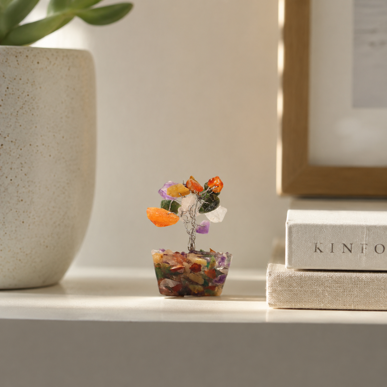Mini Gemstone Tree on Orgonite Base - Multi Stones (15 stones)