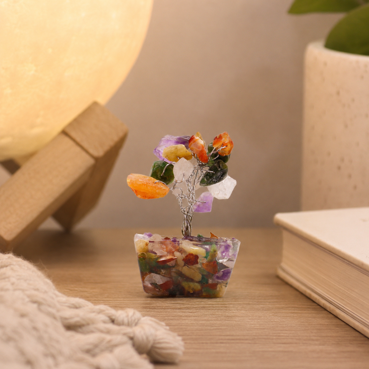 Mini Gemstone Tree on Orgonite Base - Multi Stones (15 stones)