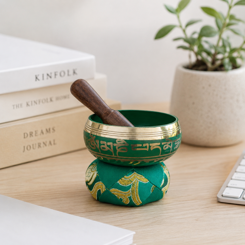 Mini Singing Bowl Gift Set - Green 6x8 (cm)