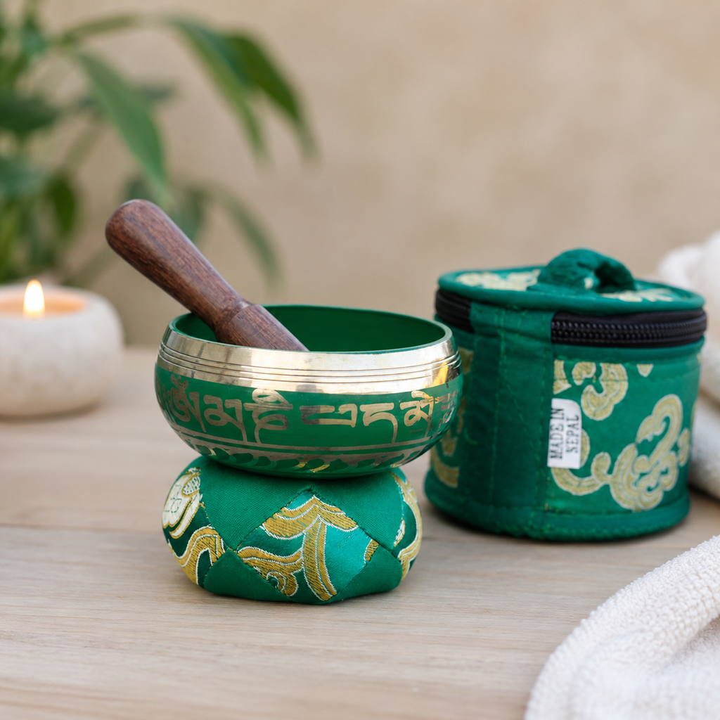 Mini Singing Bowl Gift Set - Green 6x8 (cm)
