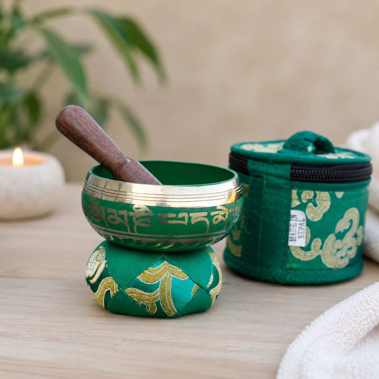 Mini Singing Bowl Gift Set - Green 6x8 (cm)