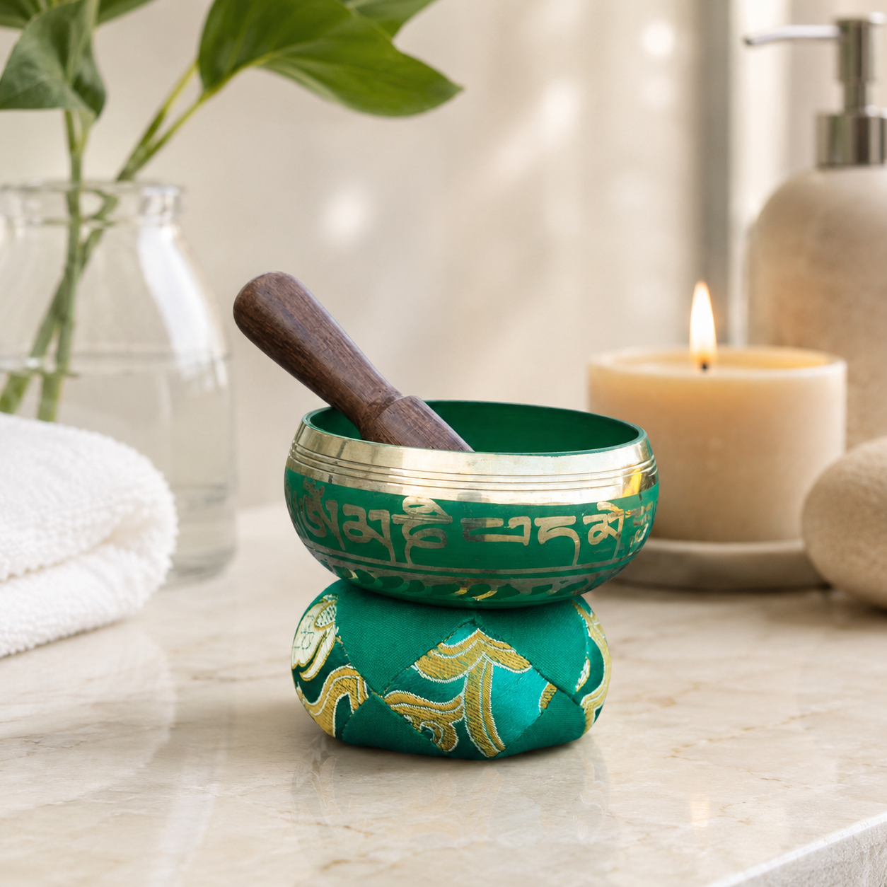 Mini Singing Bowl Gift Set - Green 6x8 (cm)