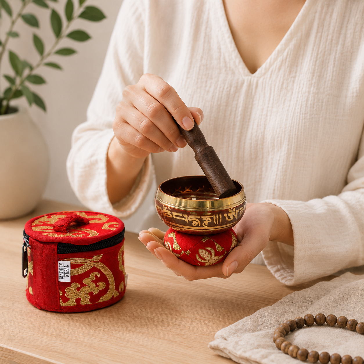 Mini Singing Bowl Gift Set - Red