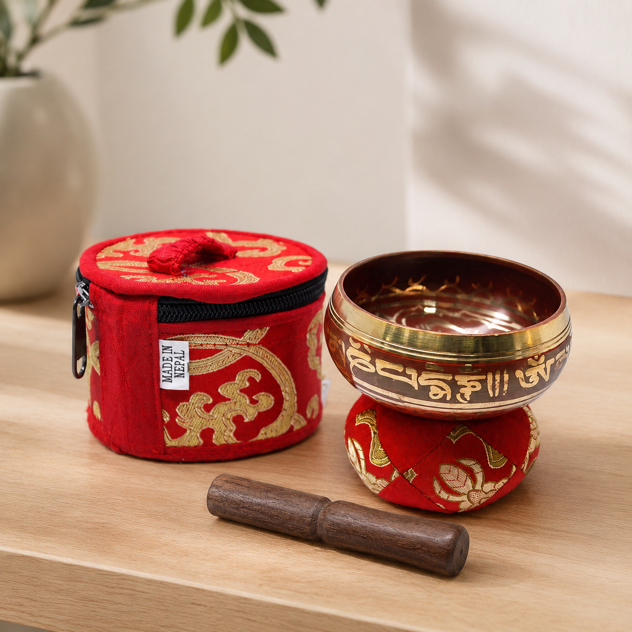 Mini Singing Bowl Gift Set - Red