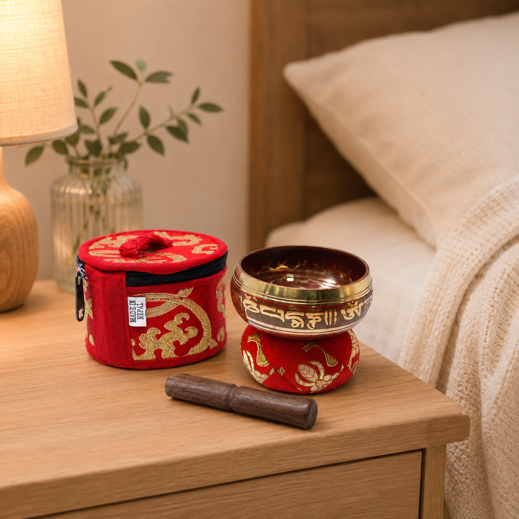 Mini Singing Bowl Gift Set - Red
