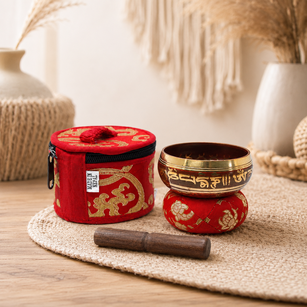 Mini Singing Bowl Gift Set - Red
