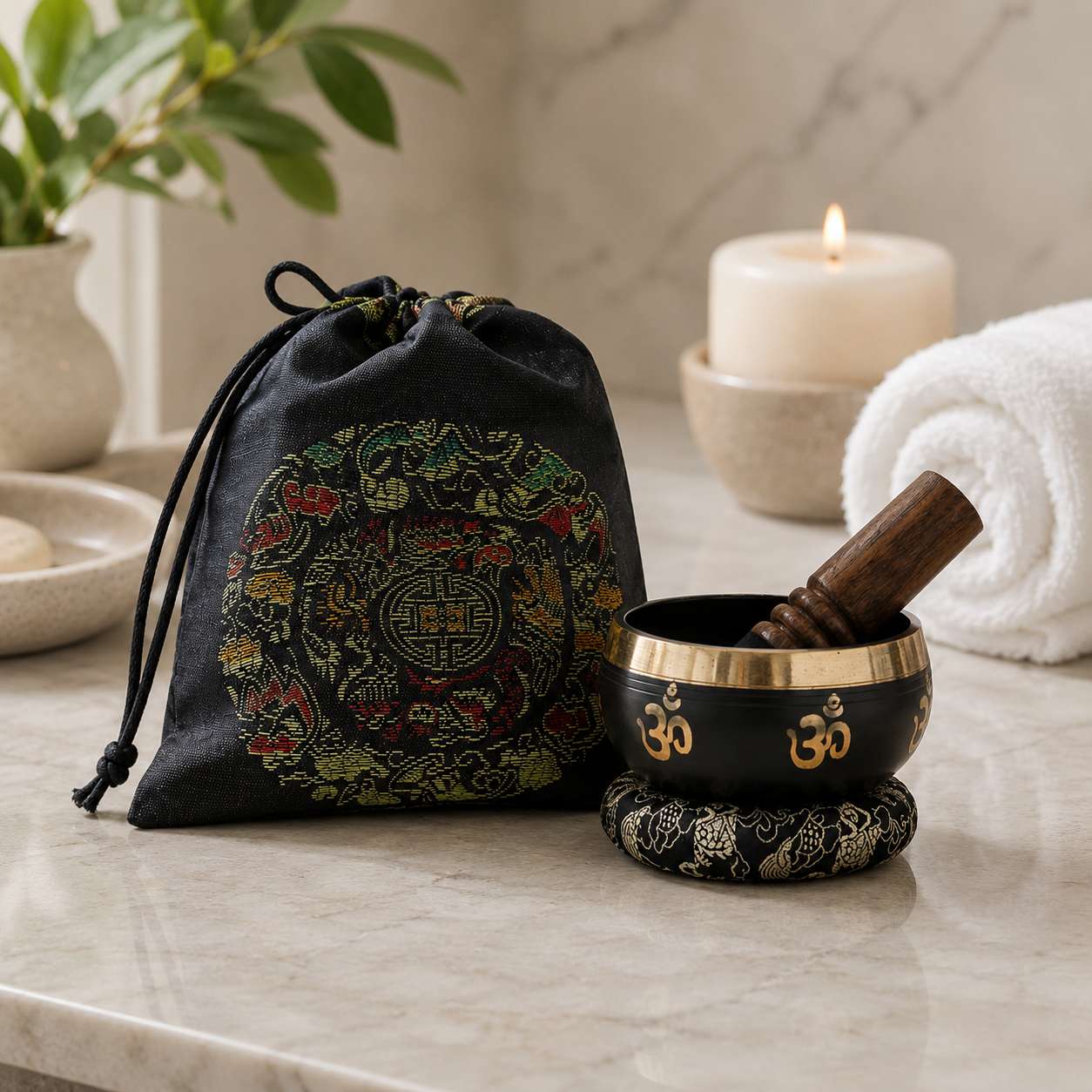 Yoga Om Singing Bowl Set