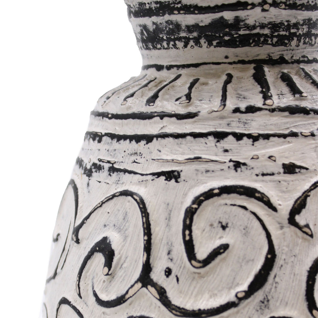Handmade Lombok Ceramic Swirl Vase – Cream – Indonesian Artisan Pottery UK