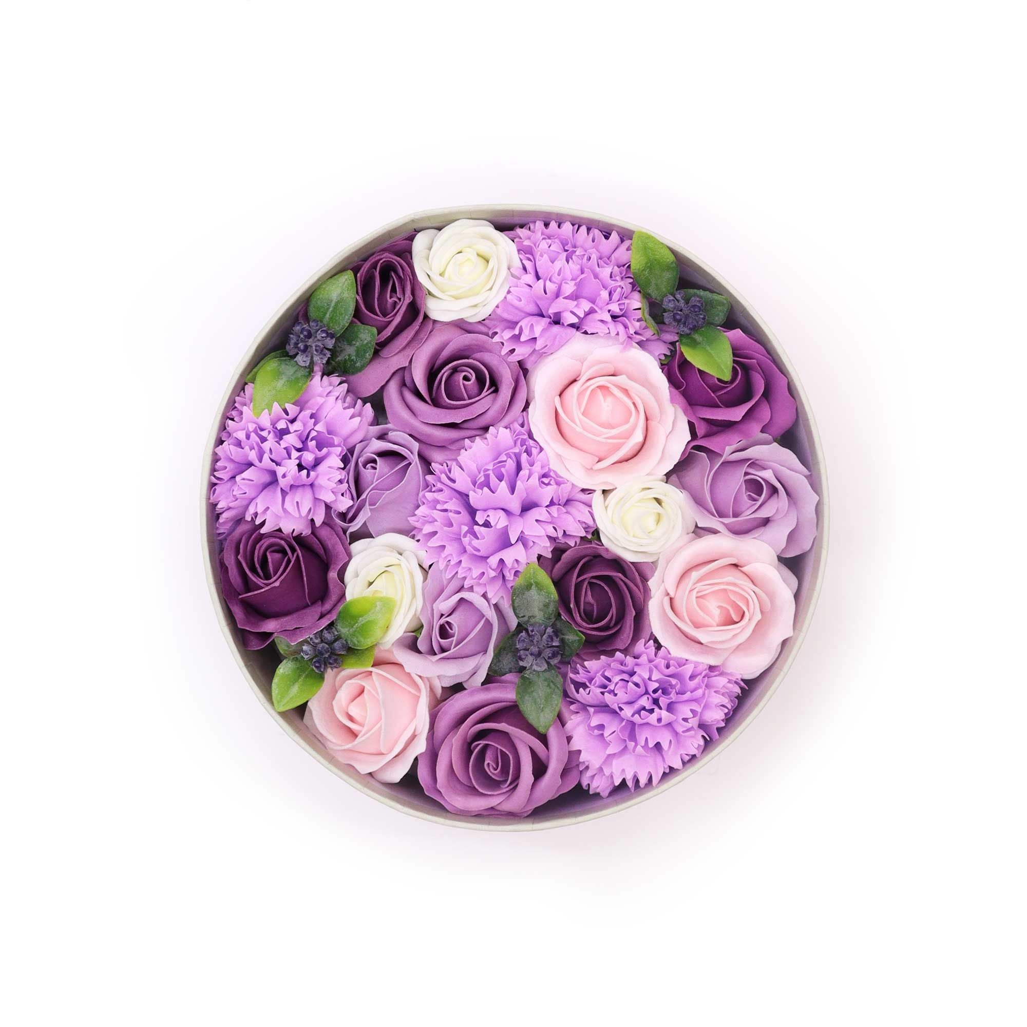 Soap Flower Gift Box (Round Box) - Lavender Rose & Carnation