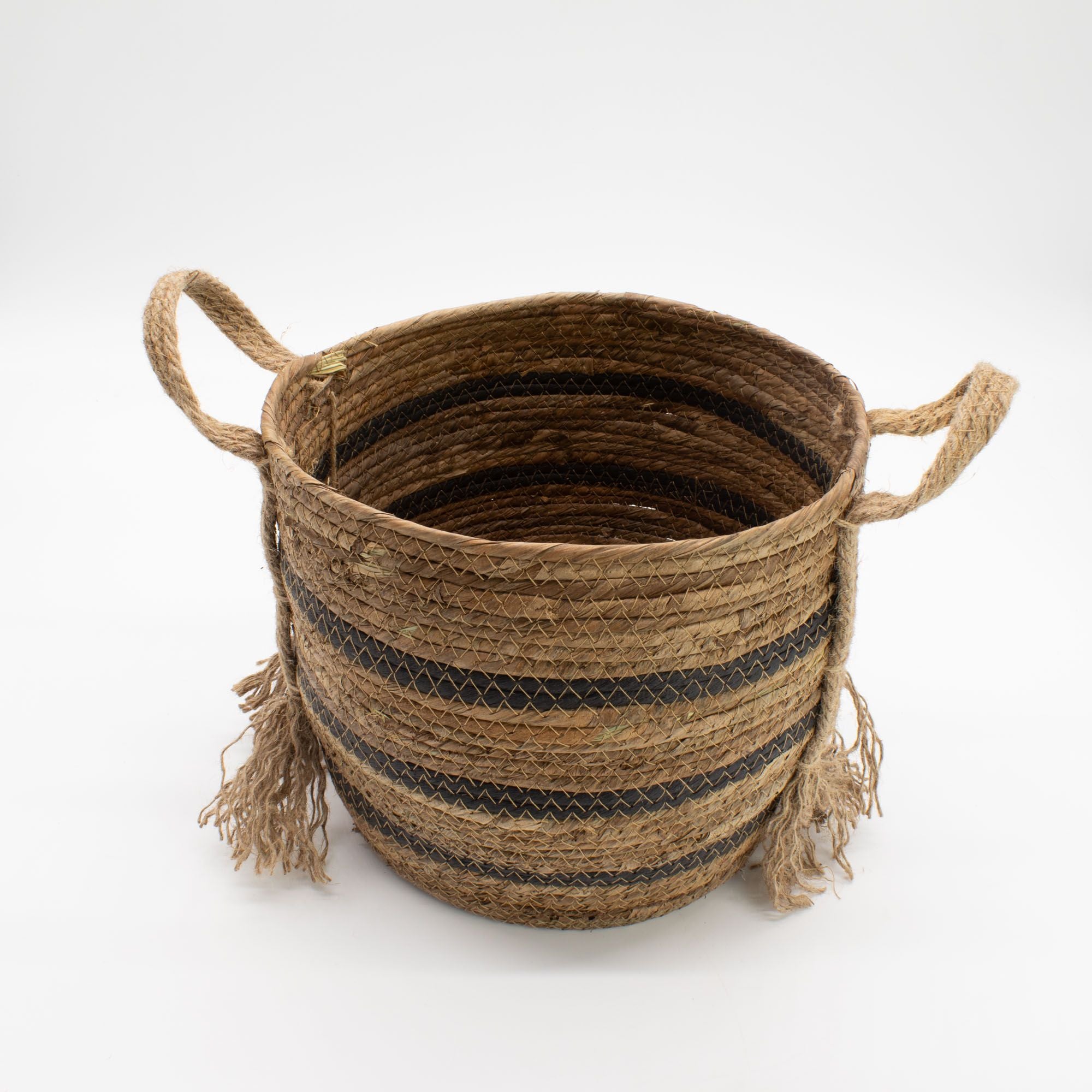Set of 3 Large Banana Leaf & Seagrass Baskets – Natural Browns – Woven Storage Baskets (24-33cm)
