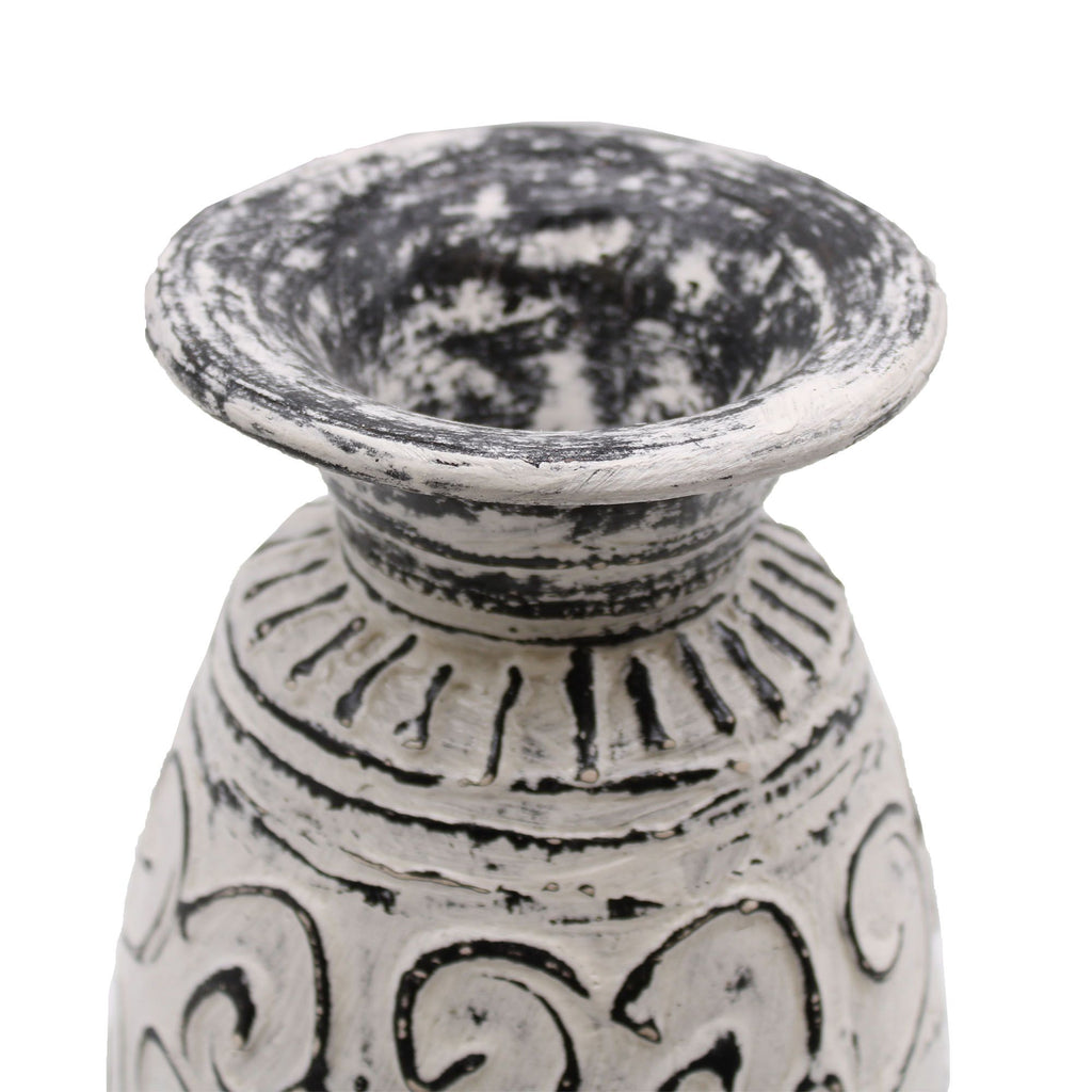 Handmade Lombok Ceramic Swirl Vase – Cream – Indonesian Artisan Pottery UK