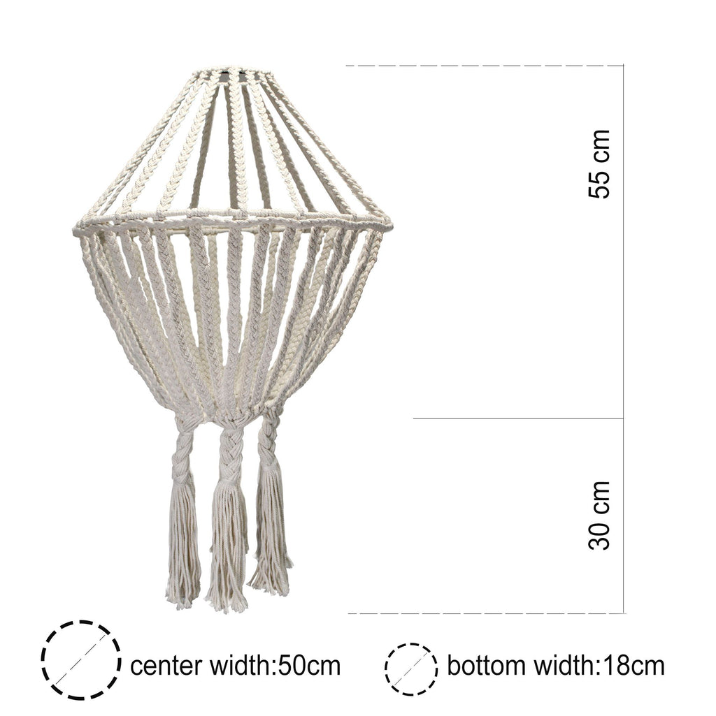 Large Macrame Drop Chandelier – Natural Woven Boho Light Shade (80cm)