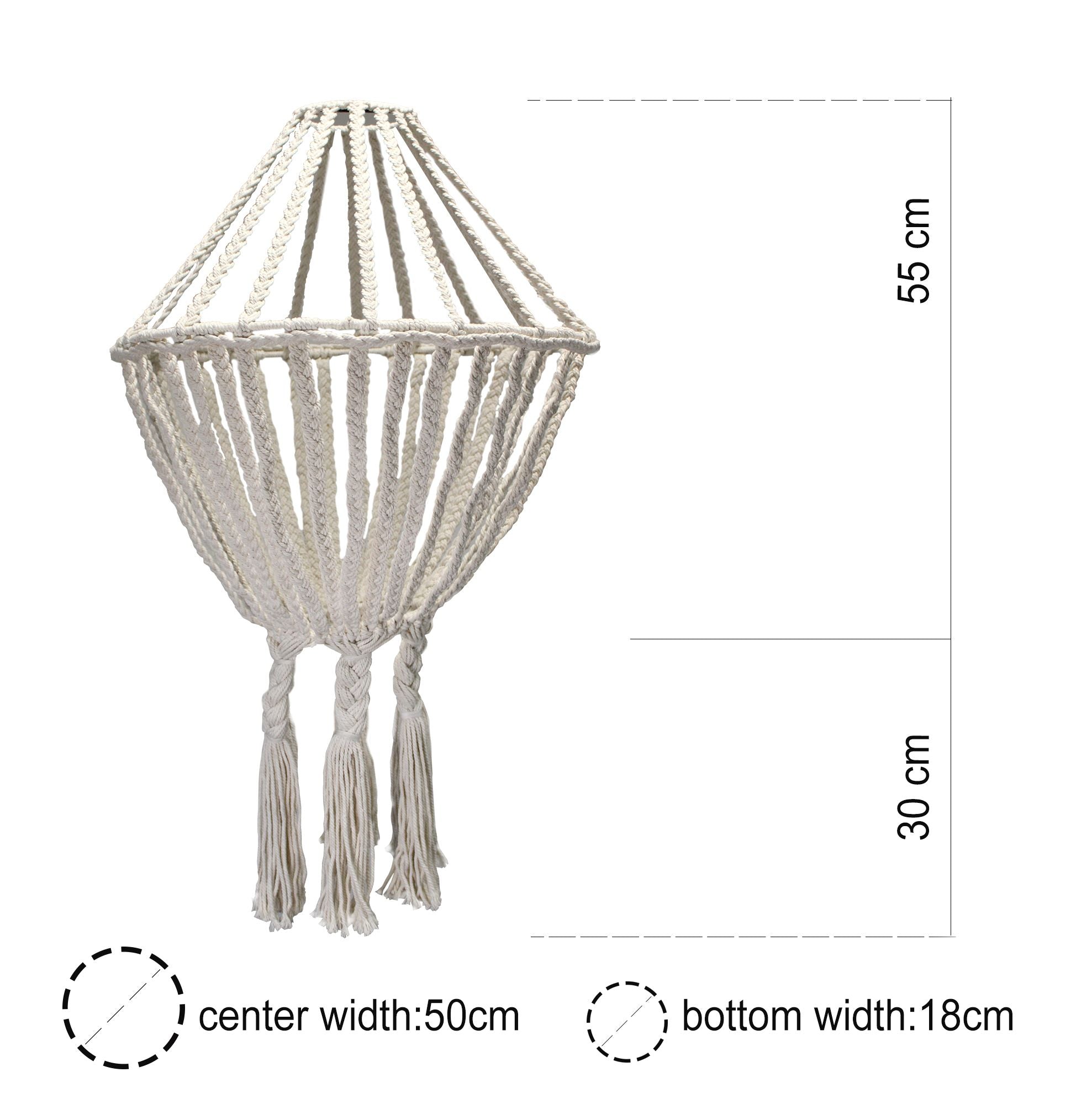 Large Macrame Drop Chandelier – Natural Woven Boho Light Shade (80cm)