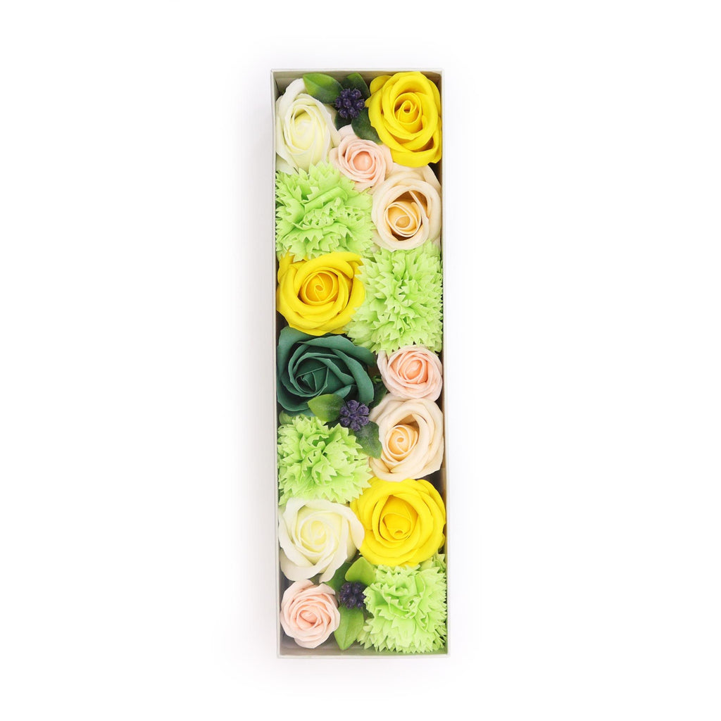 Soap Flower Gift Box (Long Box) - Spring Celibrations - Yellow & Greens