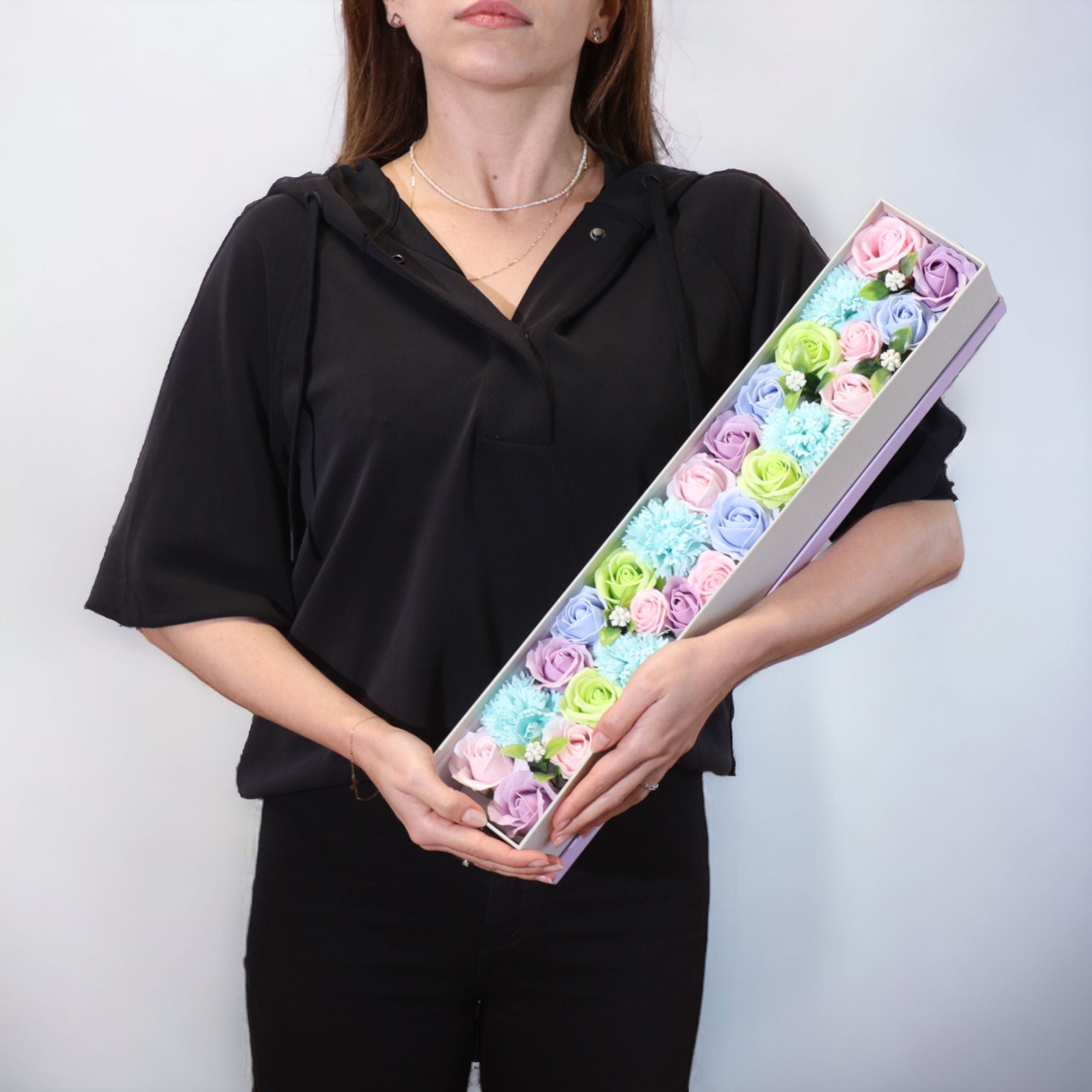 Soap Flower Gift Box (Extra Long Box) - Baby Blessings - Blues
