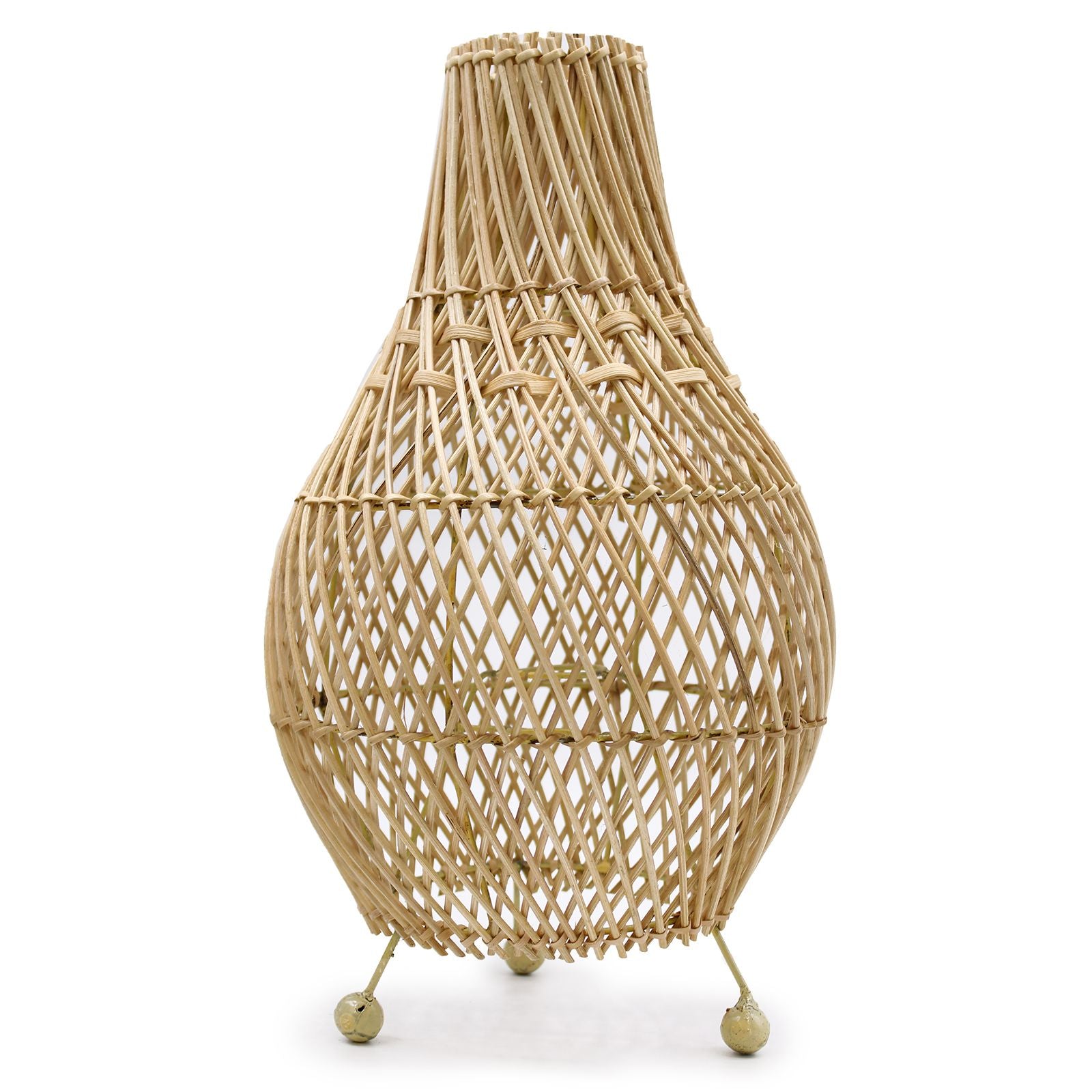 Natural Rattan Table Lamp – Woven Boho Desk Light (H: 39cm, L: 24cm)