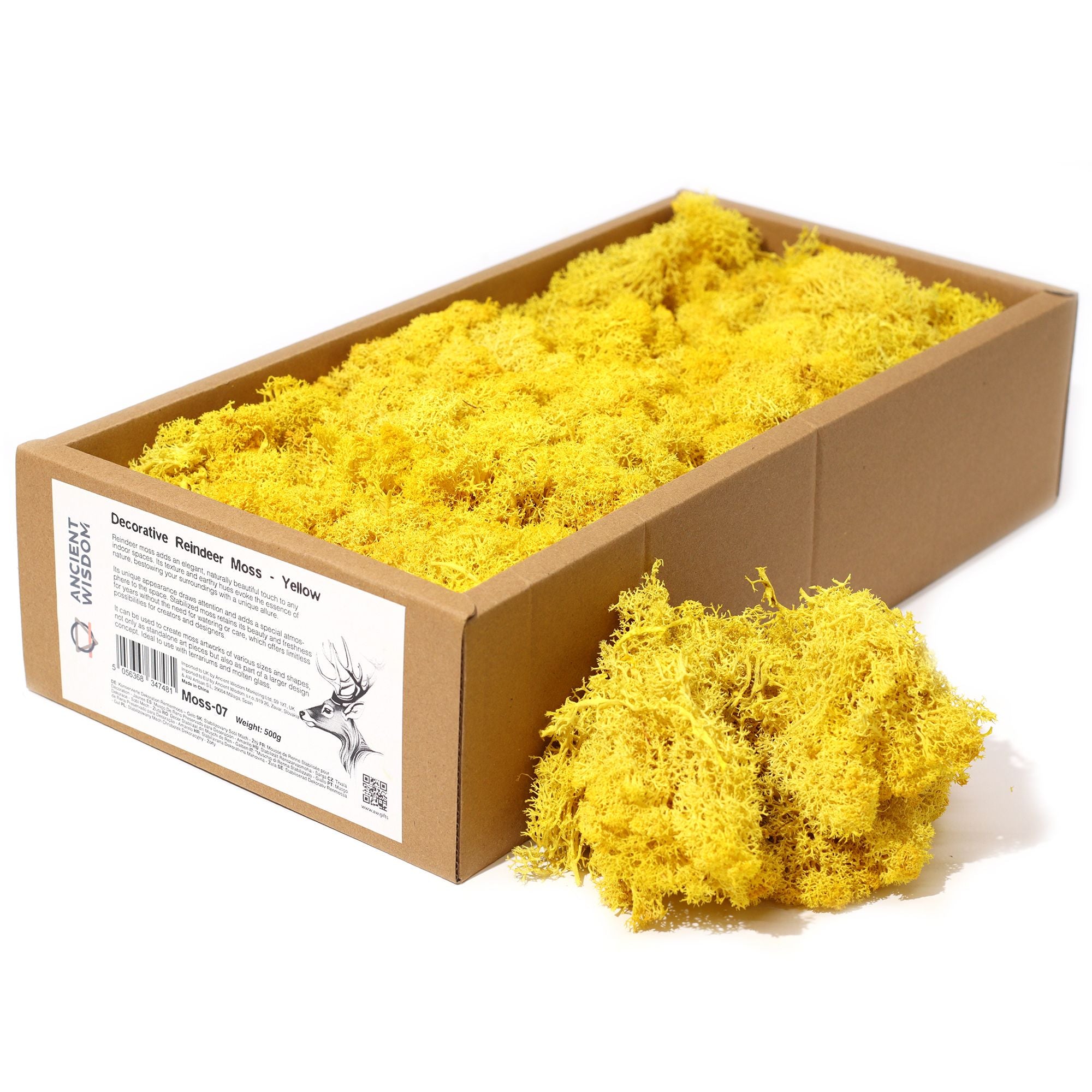 Decorative Reindeer Moss Yellow – 1st Grade Preserved Moss for Crafts UK