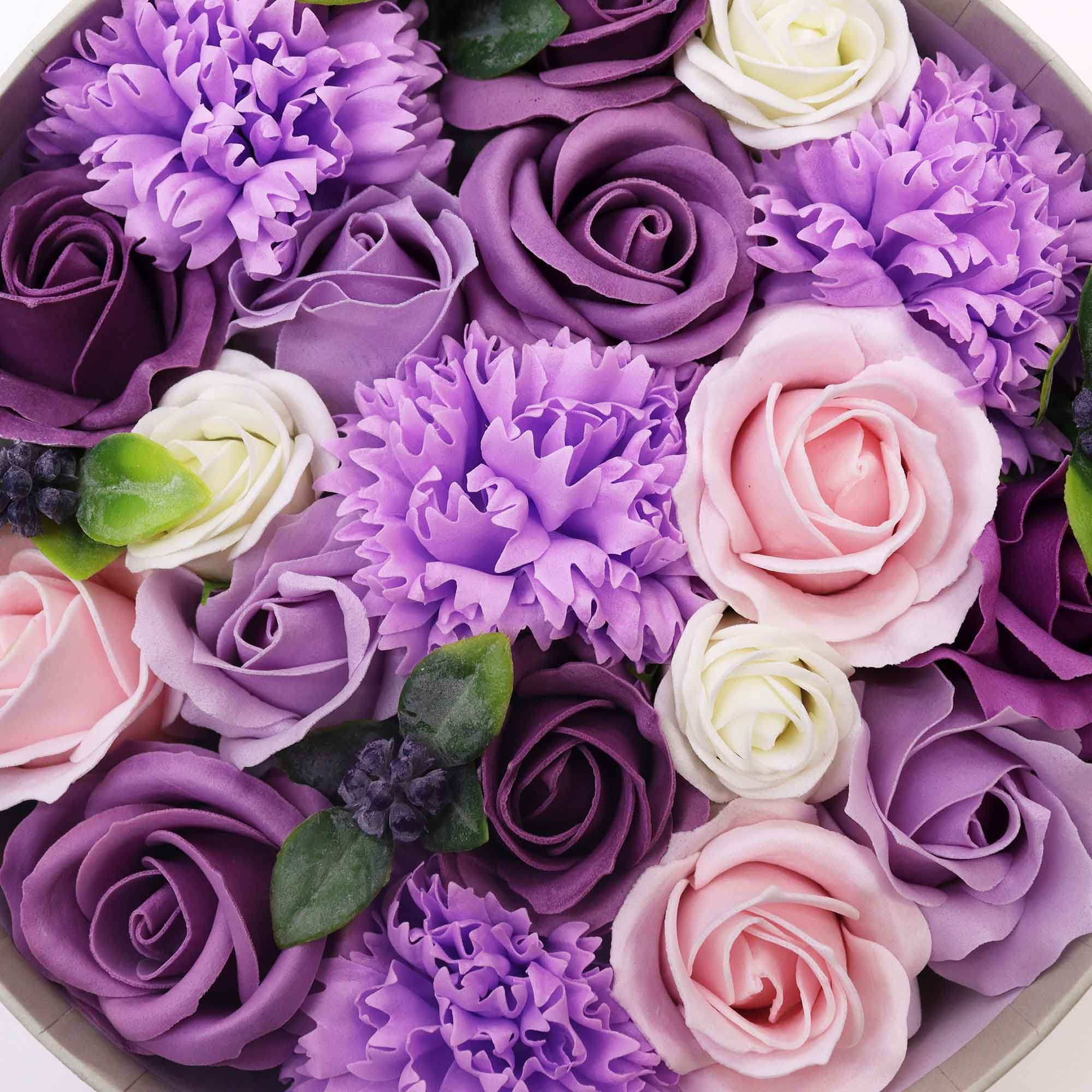 Soap Flower Gift Box (Round Box) - Lavender Rose & Carnation