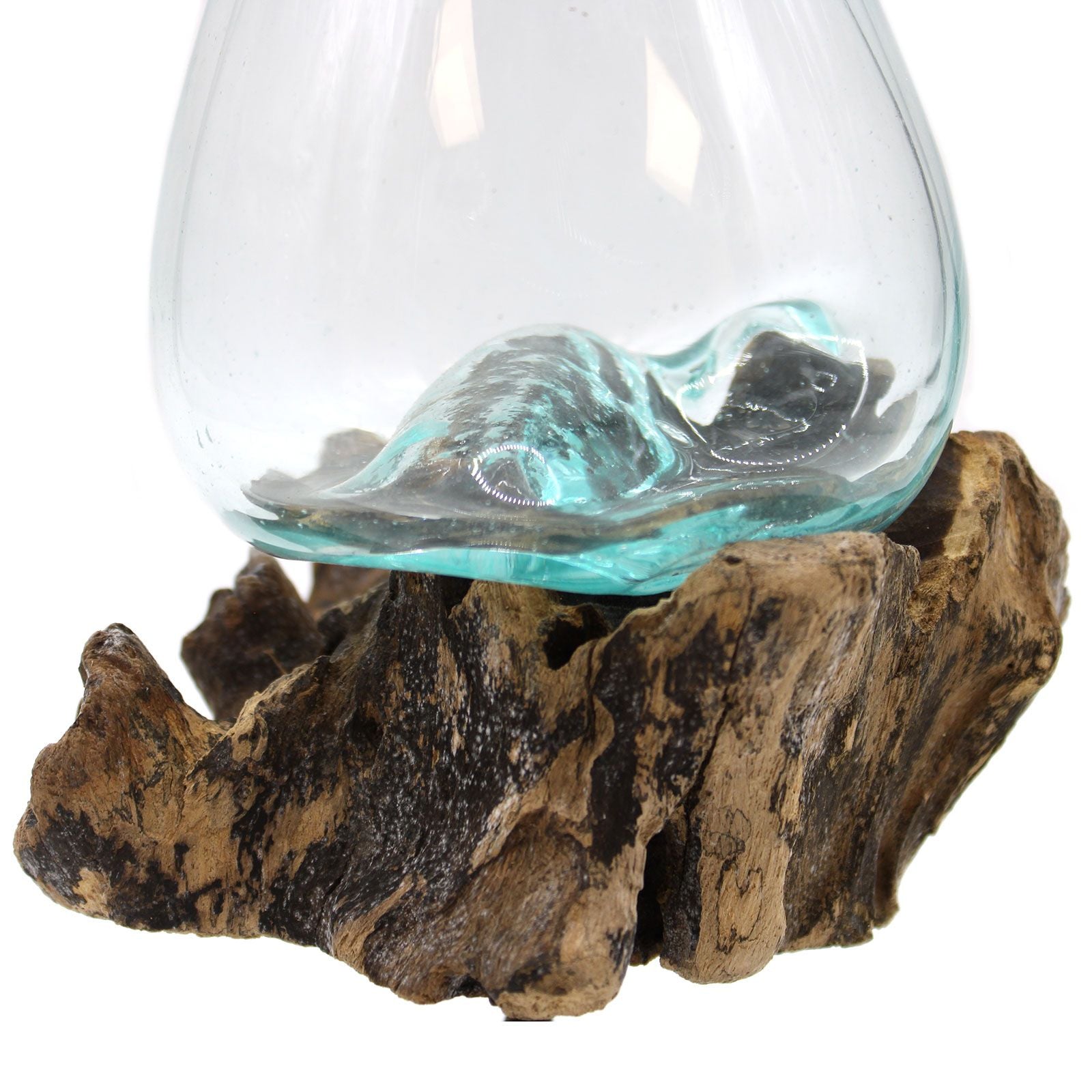 Handmade Molten Glass Bowl on Natural Wood – Unique Home Decor UK