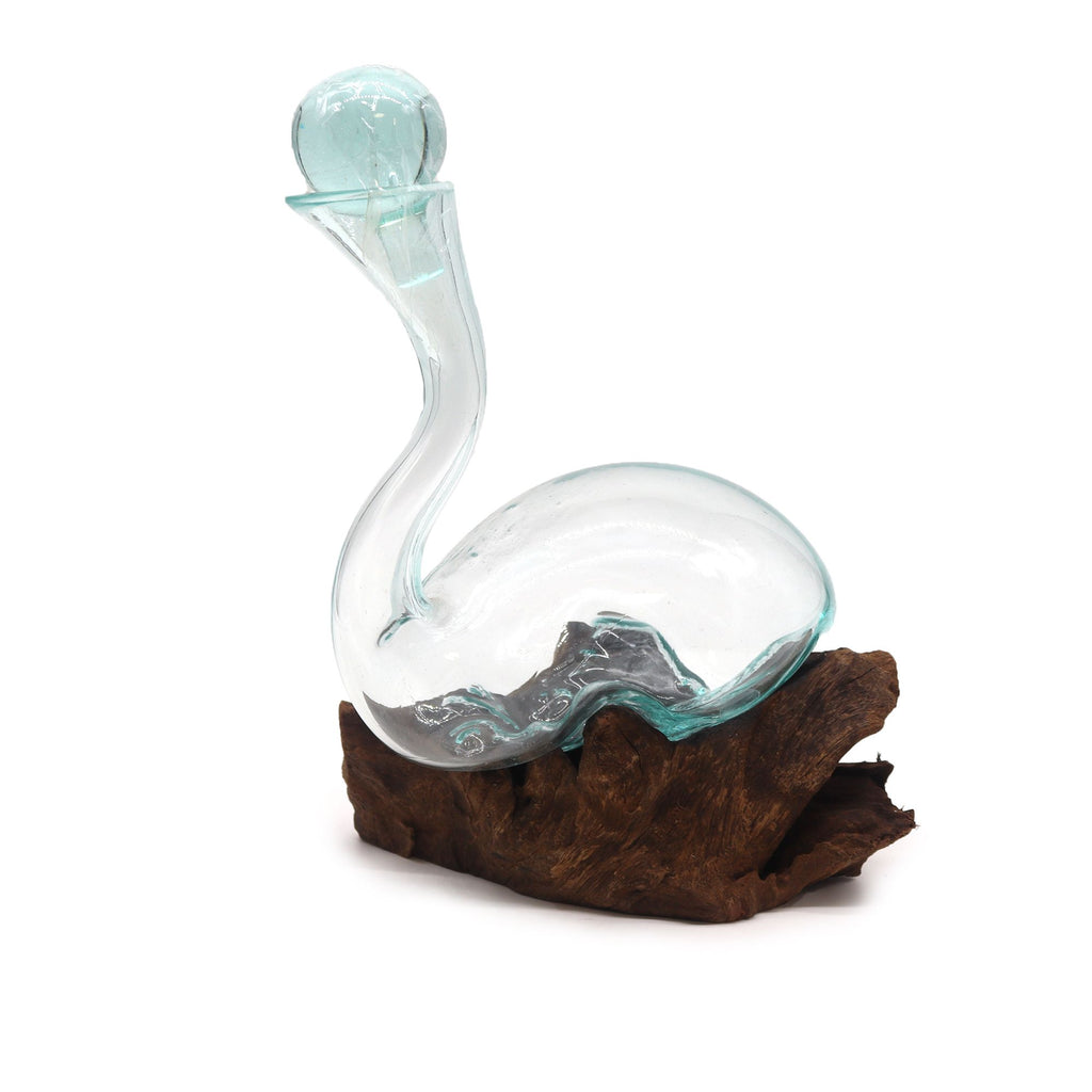 Handmade Molten Glass Glass Art Piece on Natural Wood – Unique Home Decor UK