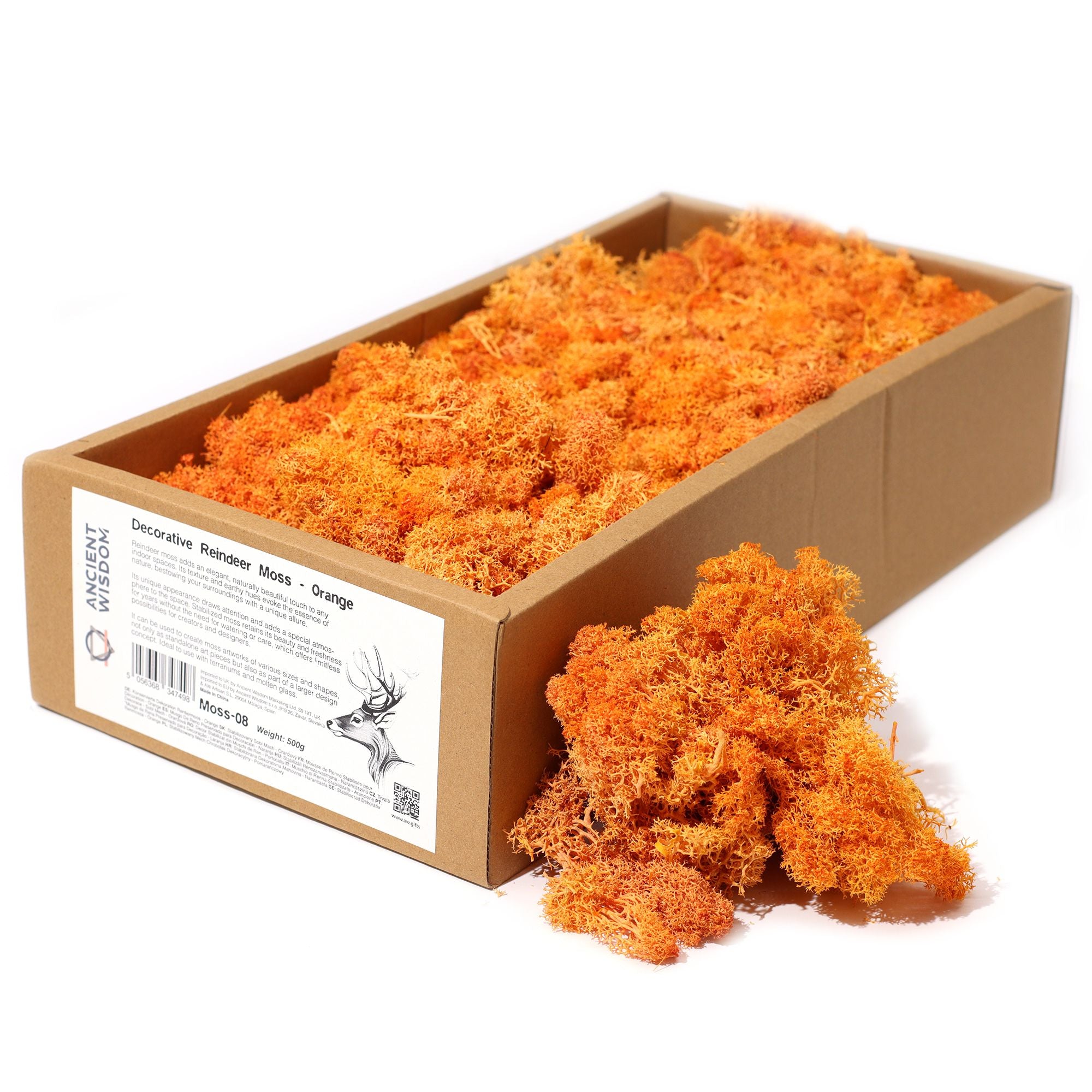 Decorative Reindeer Moss Orange – 1st Grade Preserved Moss for Crafts UK